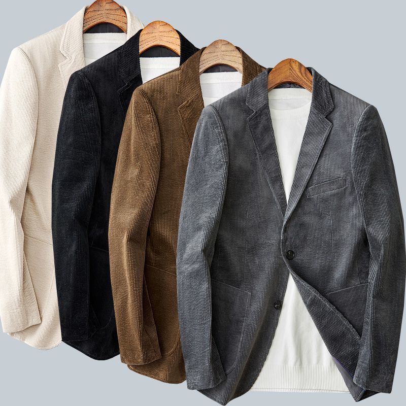 Marceau Veste en velours côtelé à rayures, coupe slim, confort respirant du printemps à l’automne - Hommfer