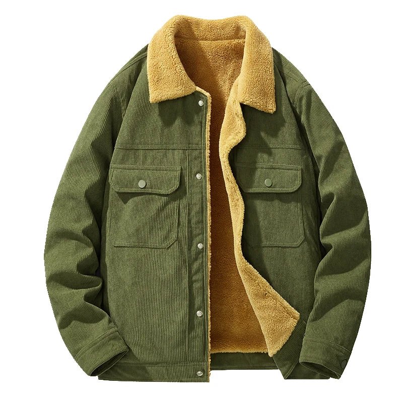 Marceau Veste en Velours Côtelé Doublée Sherpa Coupe-Vent à Fermeture Éclair pour l’Automne-Hiver - Hommfer