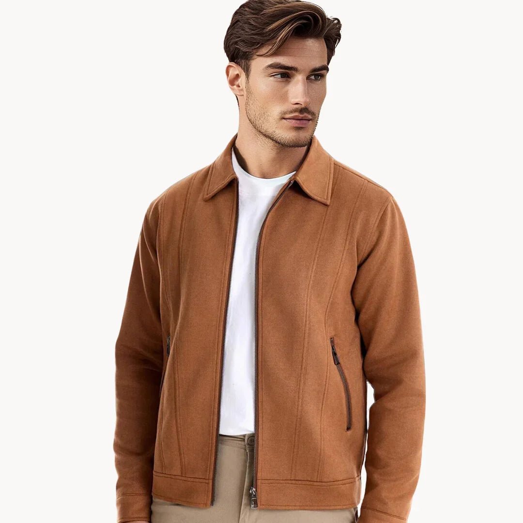 Marceau Veste homme en polyester aspect suédé avec fermeture éclair et poches latérales pour le quotidien - Hommfer