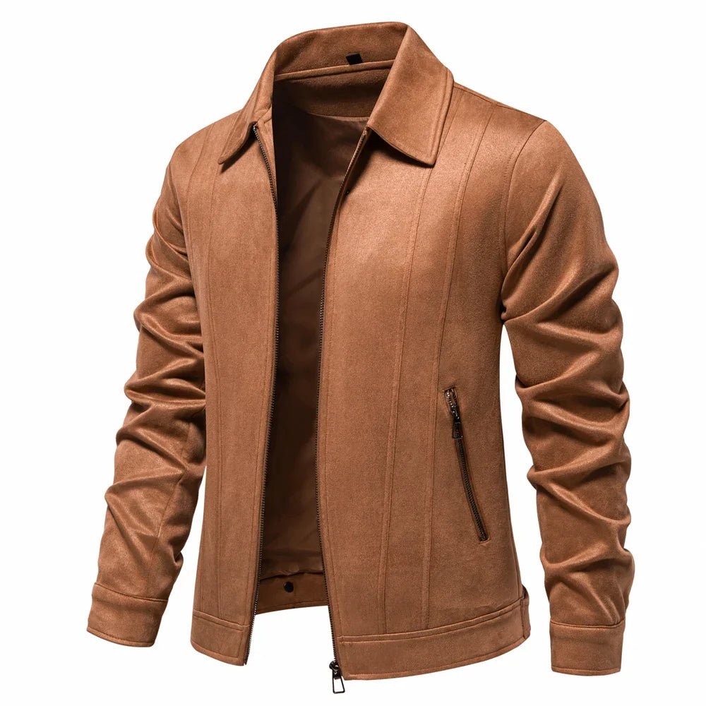 Marceau Veste homme en polyester aspect suédé avec fermeture éclair et poches latérales pour le quotidien - Hommfer