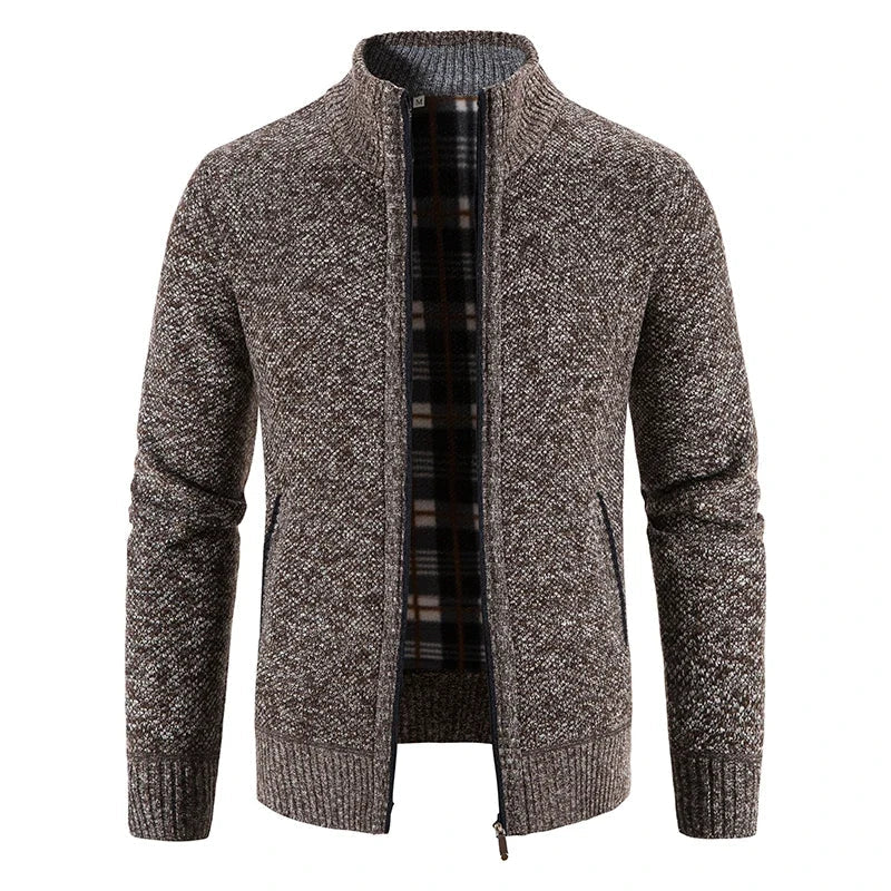 Marceau Veste zippée doublée en polaire coupe slim pour l'automne et l'hiver - Hommfer