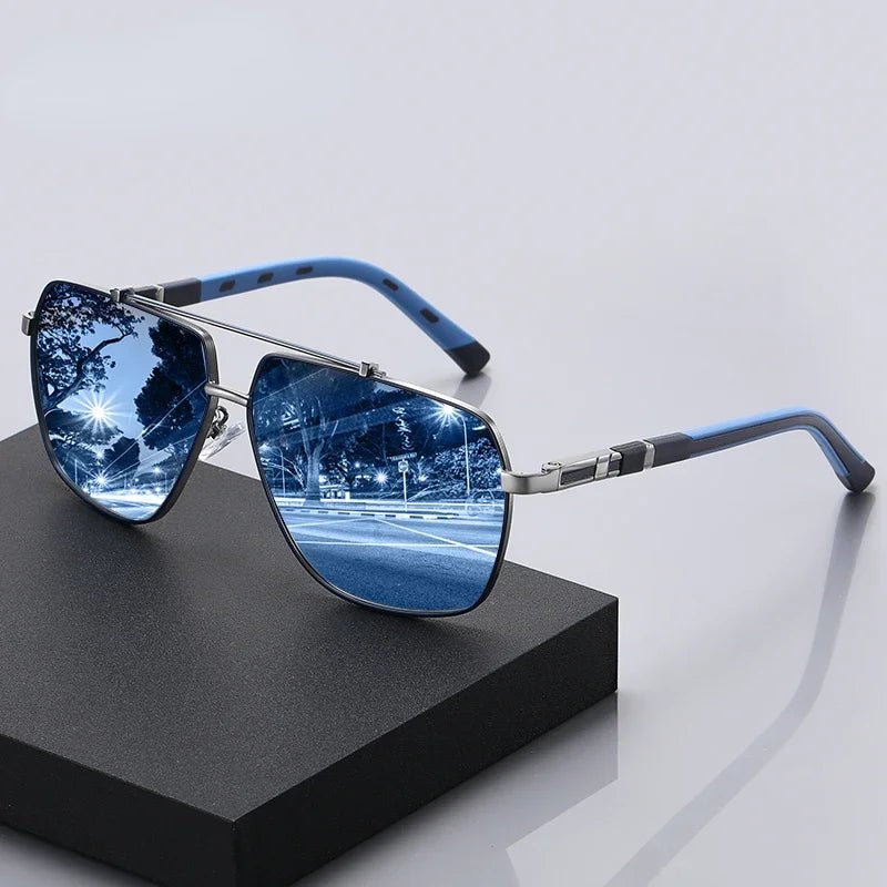 Meridian Lunettes de soleil aviateur polarisées à monture en métal et verres bleus UV400 pour une vision nette - Hommfer
