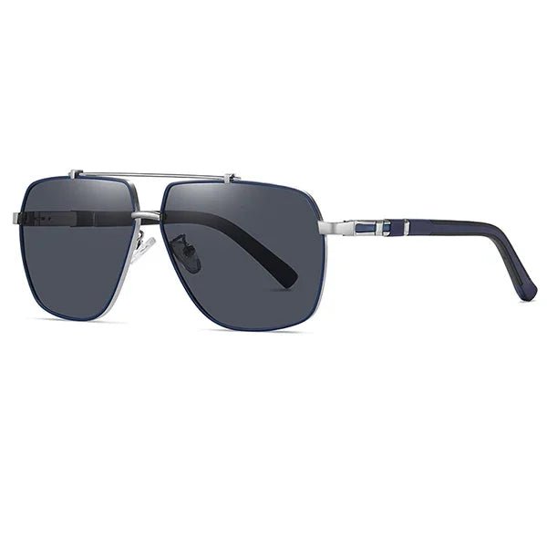 Meridian Lunettes de soleil aviateur polarisées à monture en métal et verres bleus UV400 pour une vision nette - Hommfer
