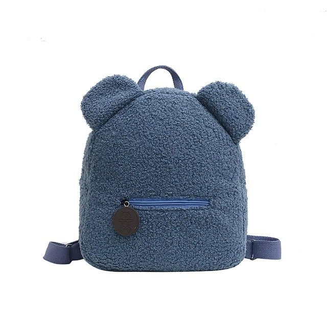 Milo Sac à dos en peluche douce avec oreilles d’ours et poche avant zippée pour les sorties - Hommfer