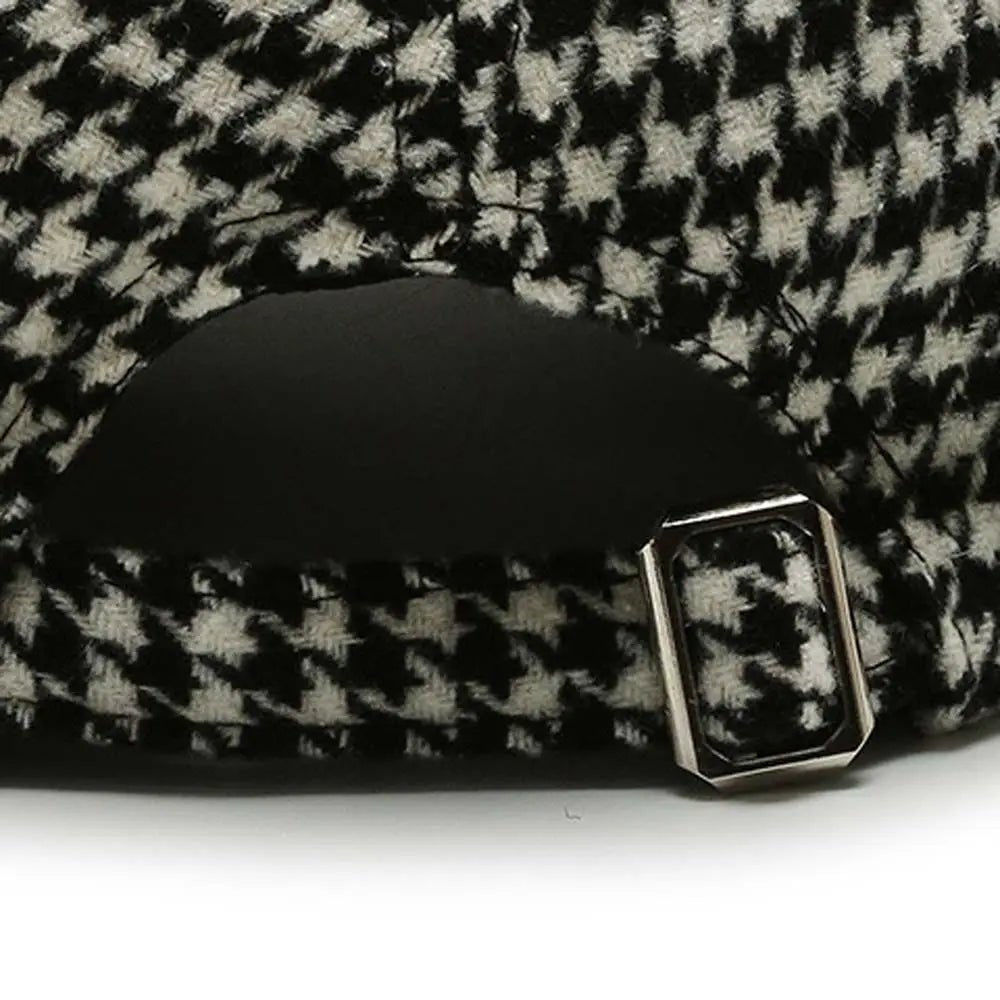 Monceau Casquette en laine pied-de-poule avec visière en cuir véritable réglable pour un ajustement personnalisé - Hommfer