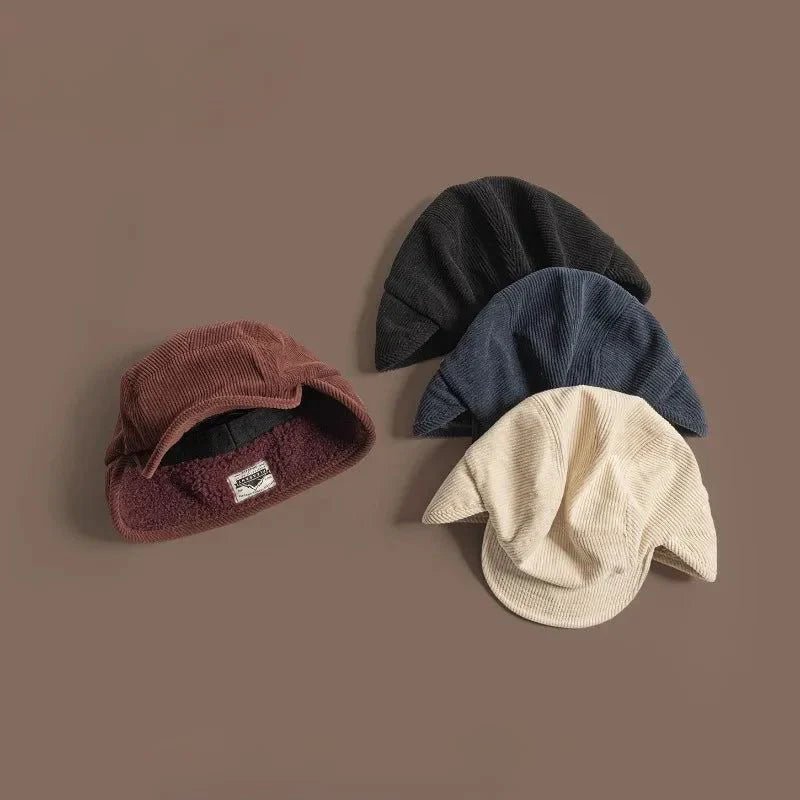 Montfort Casquette à rabats d’oreilles en velours côtelé doublée en polaire unisexe pour temps froid - Hommfer