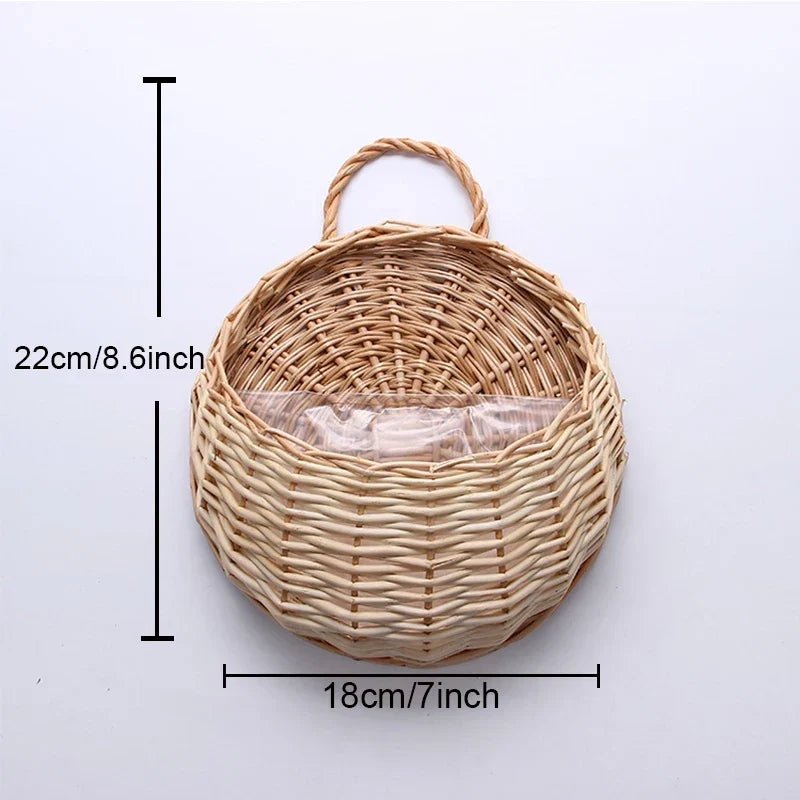 Panier mural en rotin fait main pour plantes et fleurs, plusieurs tailles et deux couleurs - Hommfer