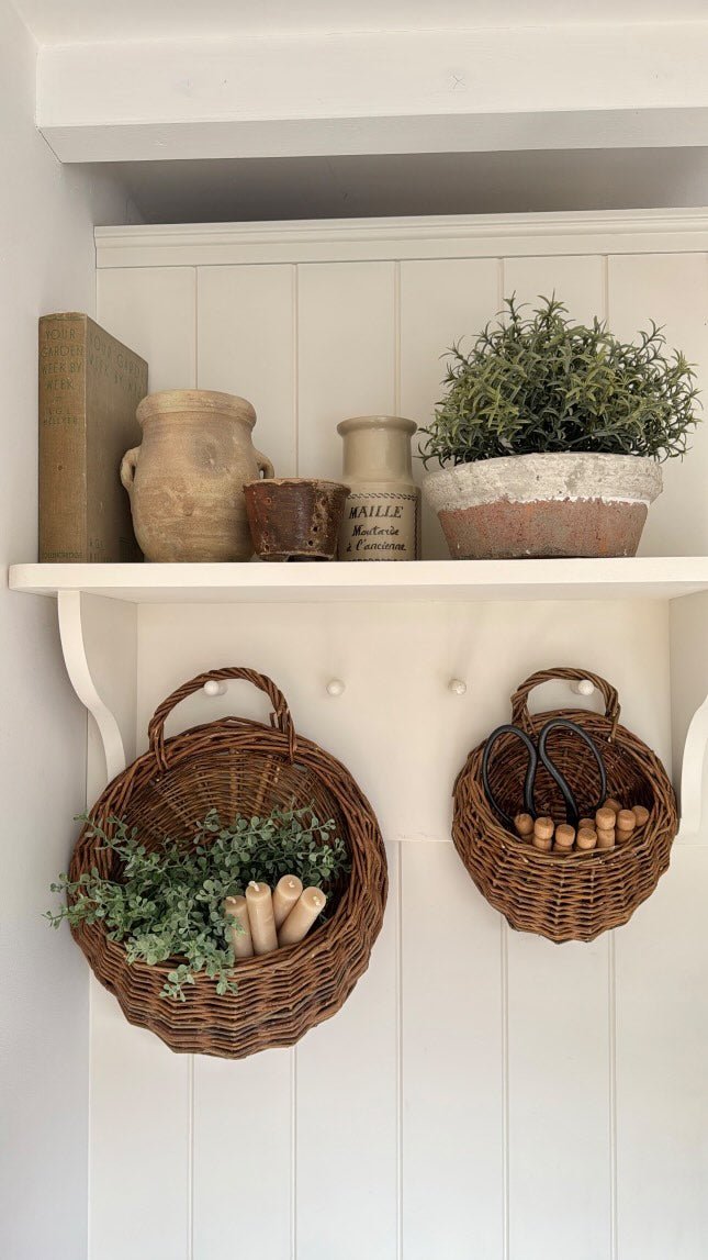 Panier mural en rotin fait main pour plantes et fleurs, plusieurs tailles et deux couleurs - Hommfer