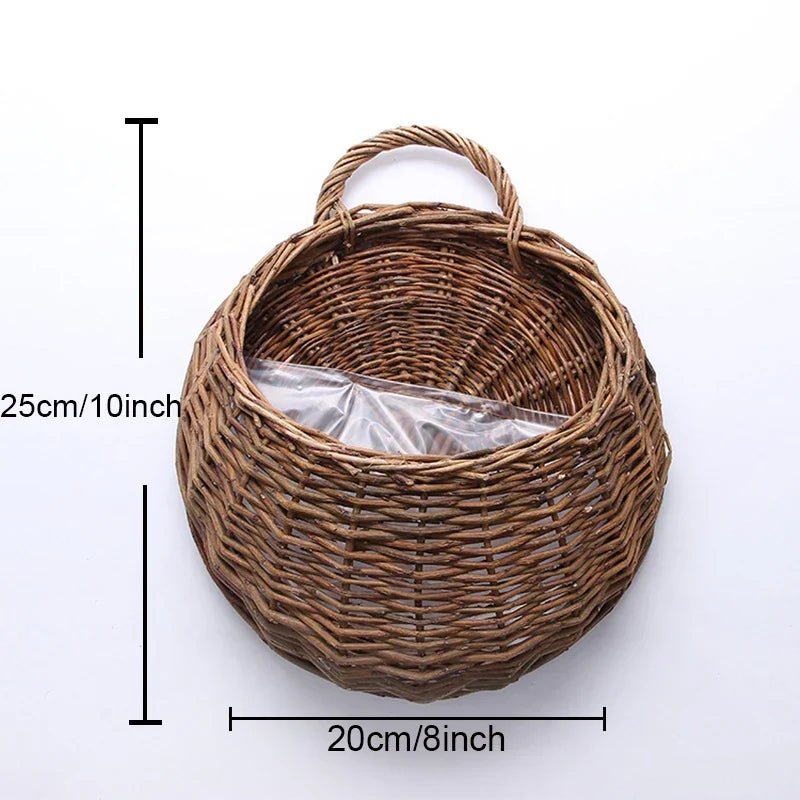 Panier mural en rotin fait main pour plantes et fleurs, plusieurs tailles et deux couleurs - Hommfer