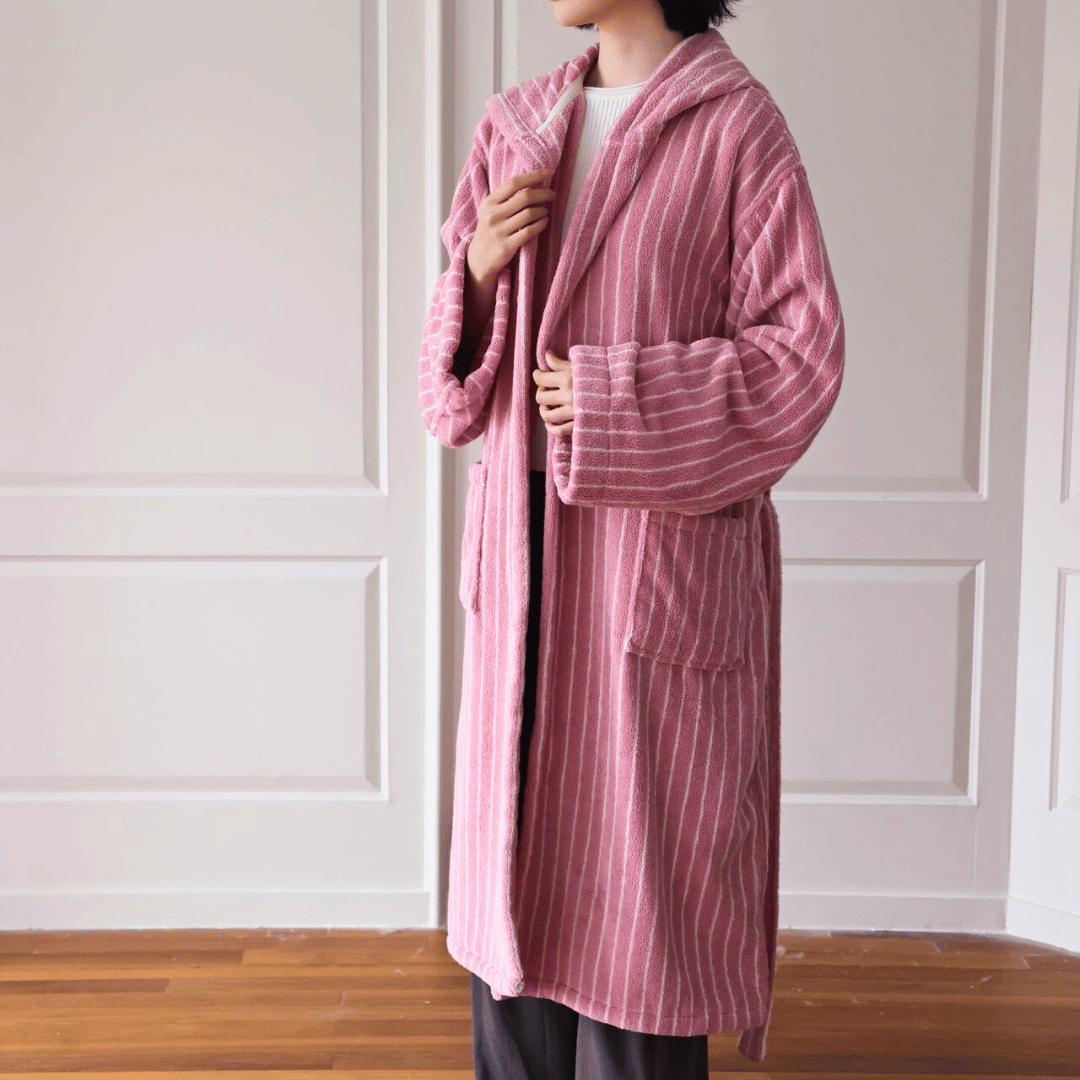 Peignoir en coton bio 100% jacquard épais et absorbant qualité hôtelière - Hommfer