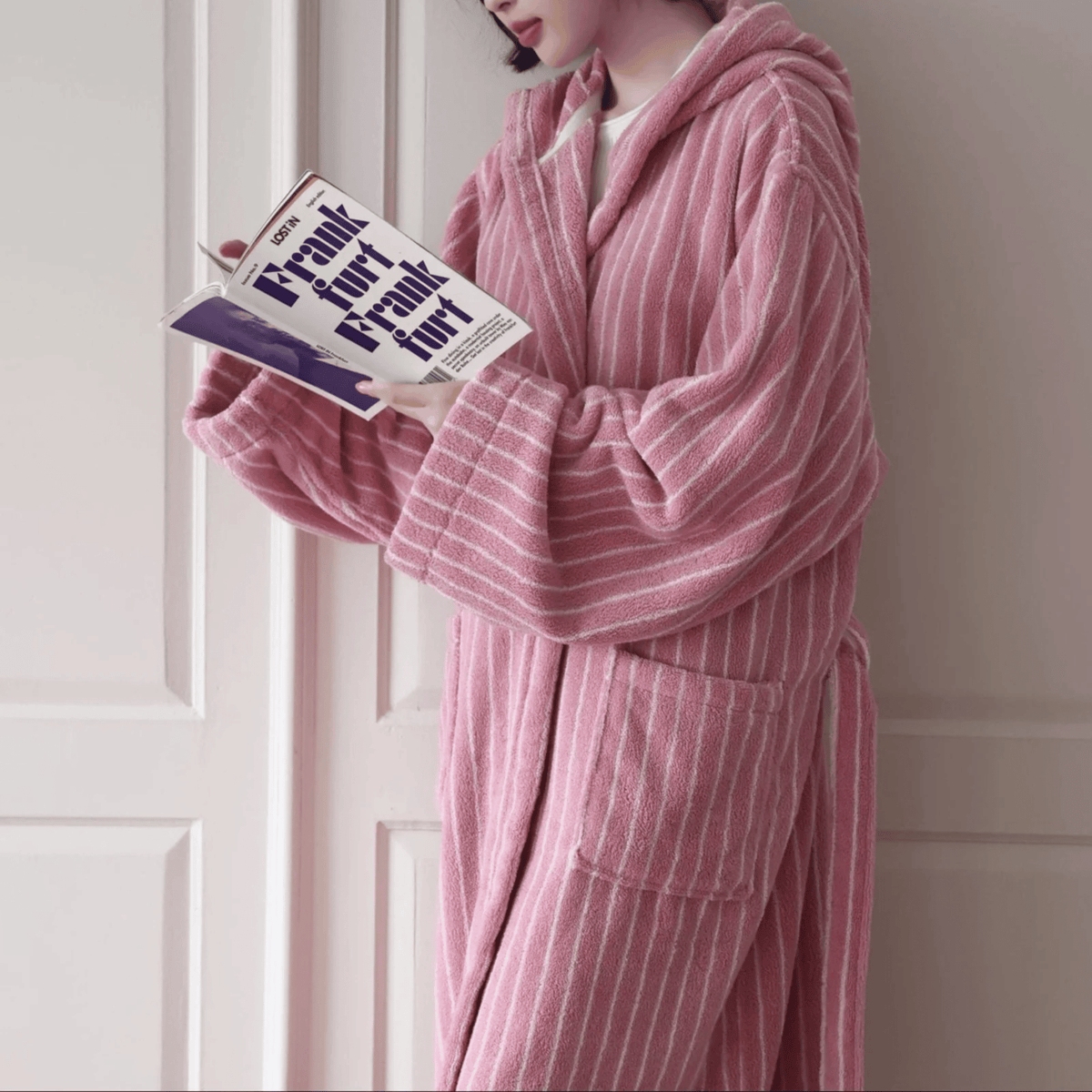 Peignoir en coton bio 100% jacquard épais et absorbant qualité hôtelière - Hommfer