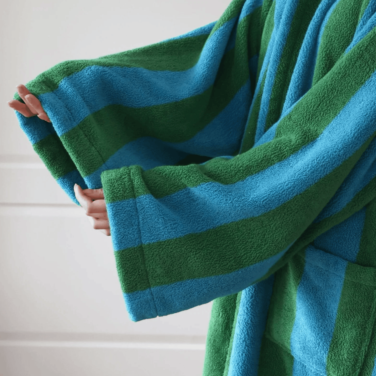 Peignoir Jacquard Rayé en 100% Coton Bio, Épais et Absorbant, Qualité Hôtelière - Hommfer