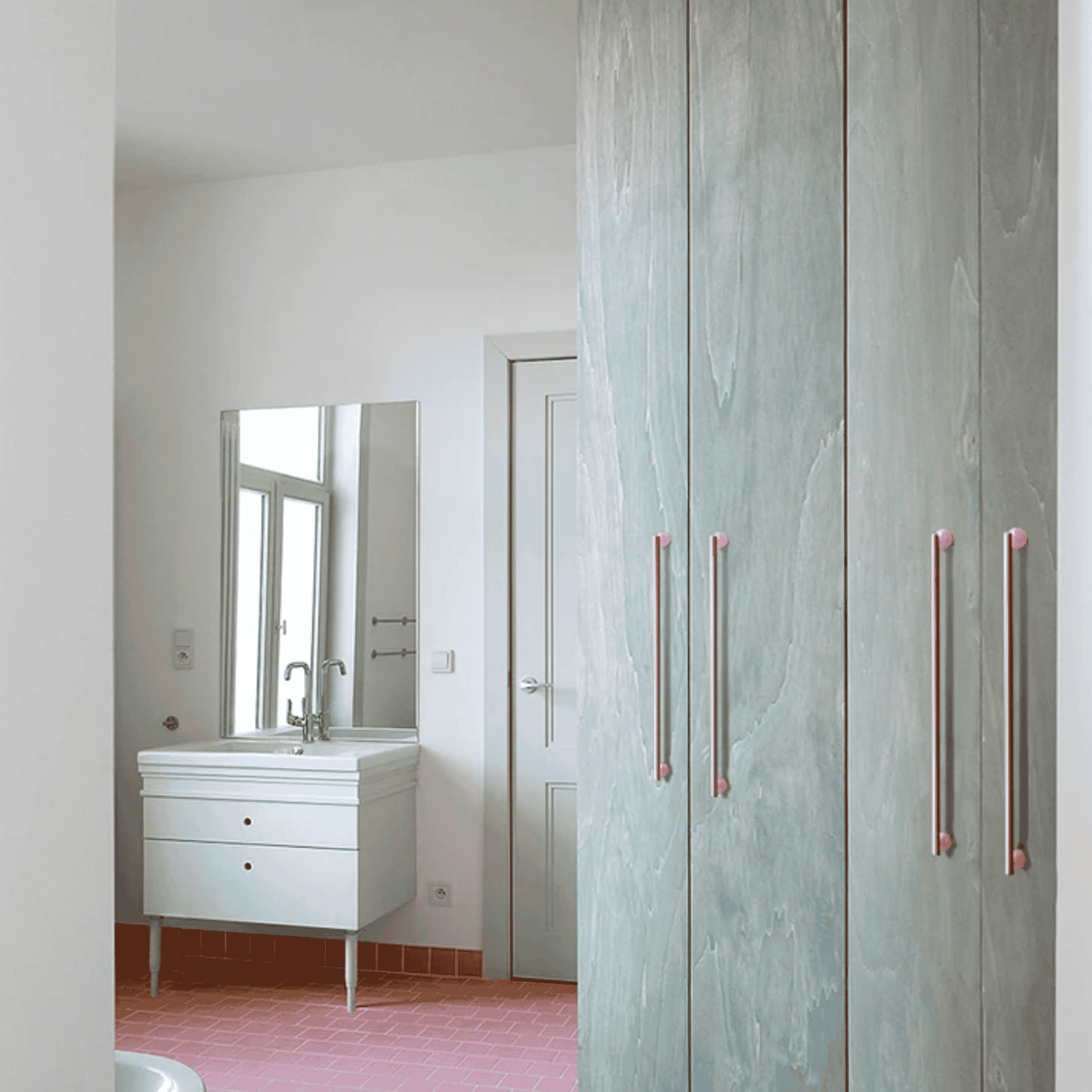 Poignée de meuble en laiton massif et marbre naturel BlushStone, 5 longueurs - Hommfer