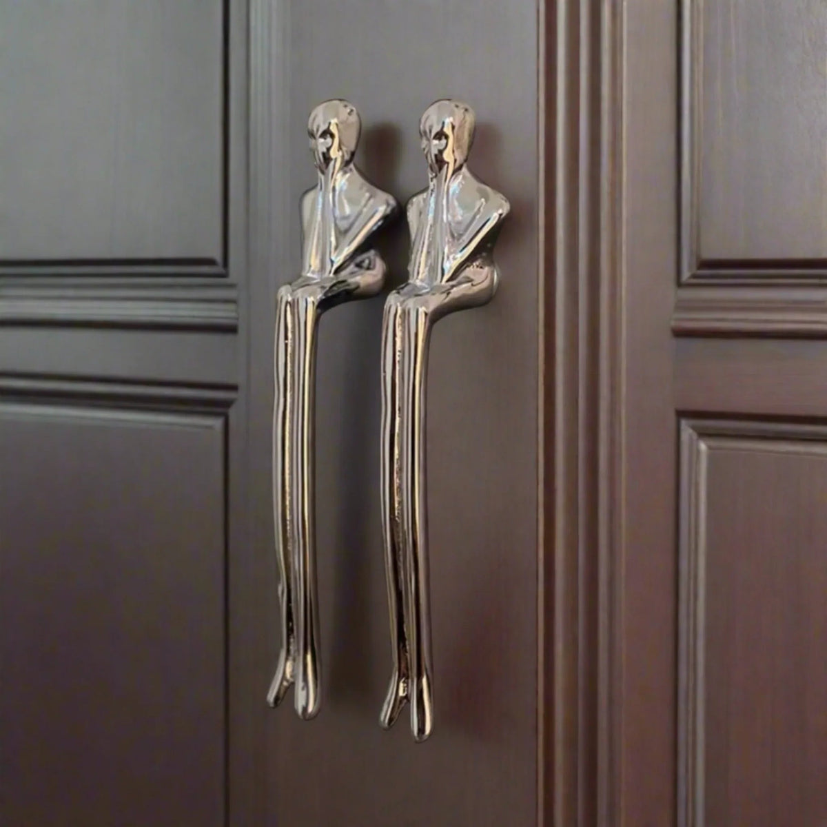Poignée de meuble sculpturale en laiton massif pour tiroirs et portes de placard, or ou argent - Hommfer