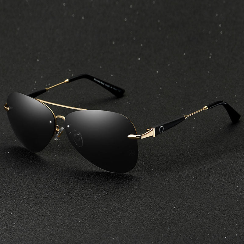 Sevrin Lunettes de Soleil Aviateur à Verres Polarisés Anti‑Reflets, Monture Dorée en Alliage, UV400 - Hommfer