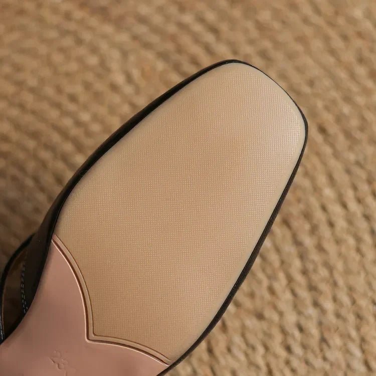Soline Mules en cuir de mouton véritable à bout carré et talon bloc 4 cm pour un confort respirant toute la journée - Hommfer