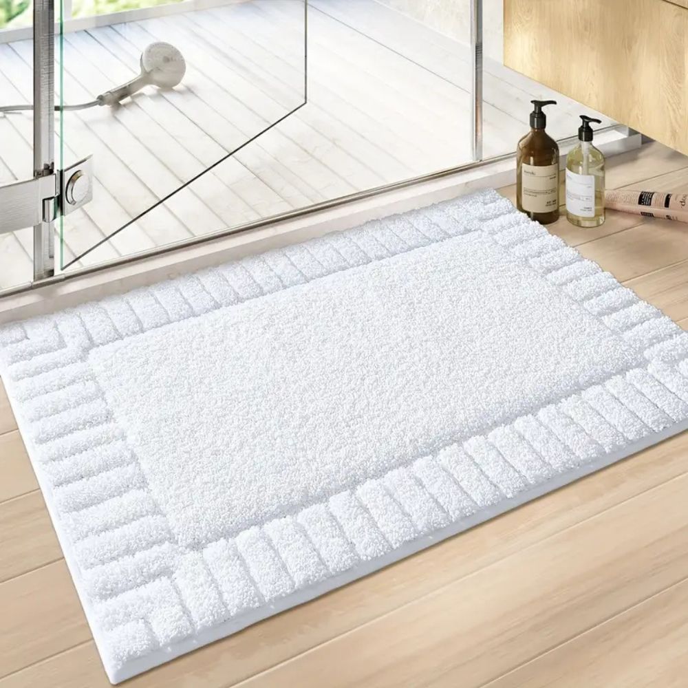 Tapis de Bain Rayé Doux à Séchage Rapide avec Dos Antidérapant, Lavable en Machine, 40x60 ou 50x80 cm - Hommfer