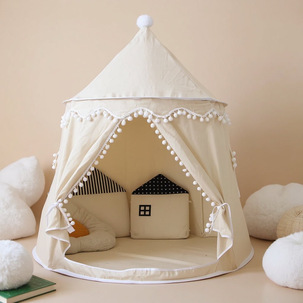 Tipi enfant en tissu effet peluche, pliable pour intérieur et extérieur, 110 x 130 cm, 3 coloris - Hommfer