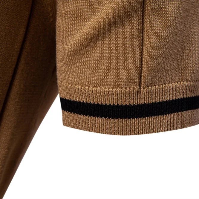 Varenne Polo en tricot de viscose extensible à col zippé, respirant, manches à bord contrasté - Hommfer