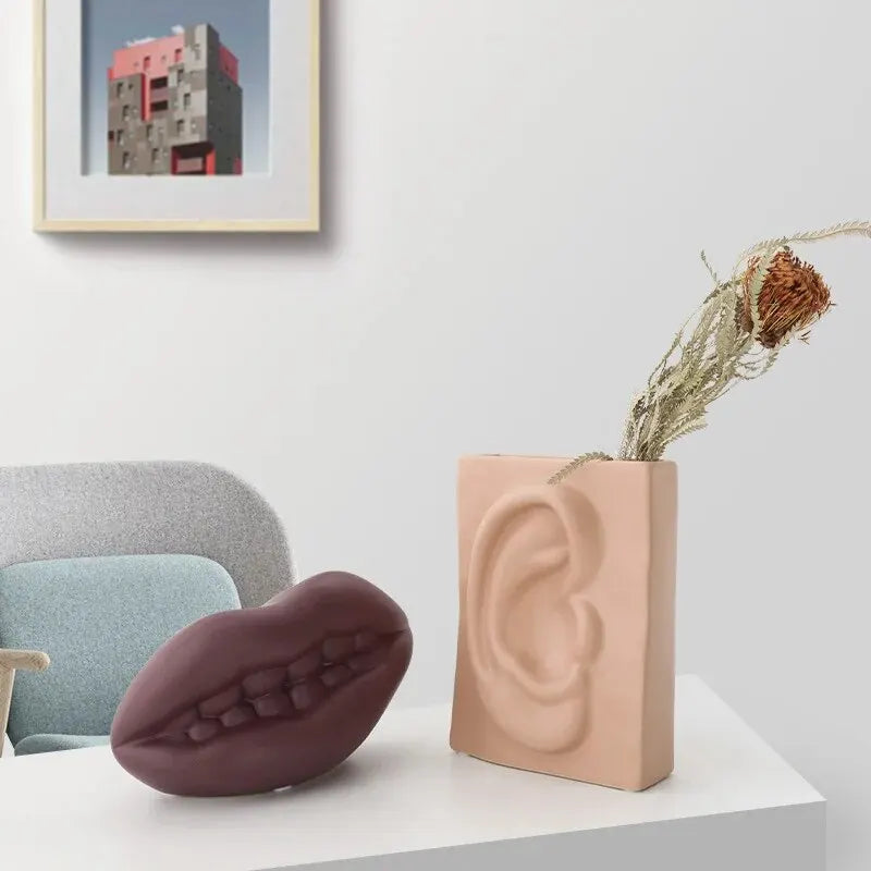 Hommfer – Vase Décoratif Visage Abstrait en Céramique