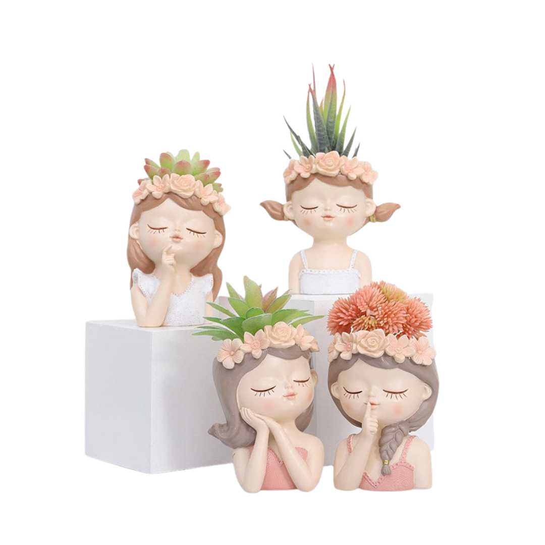 Hommfer – Pot à Succulentes Fille en Résine