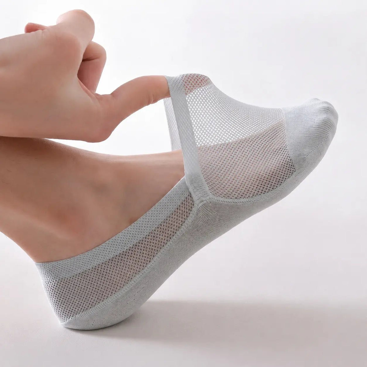 Aeris Chaussettes Invisibles Antidérapantes en Maille Aérée avec Bout Renforcé en Coton pour Pieds au Frais - Hommfer