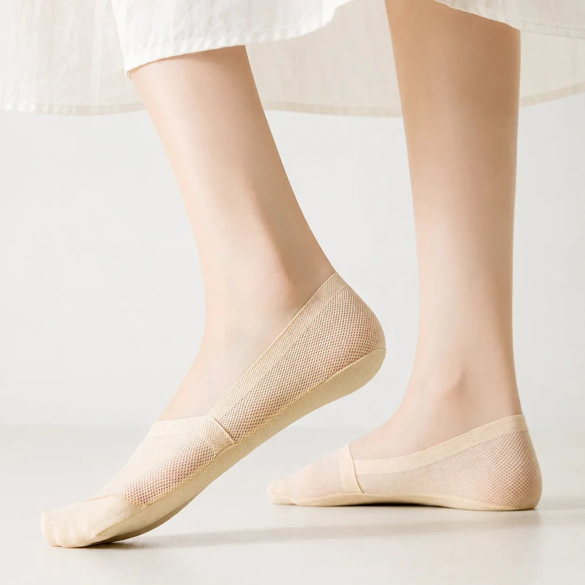 Aeris Chaussettes Invisibles Antidérapantes en Maille Aérée avec Bout Renforcé en Coton pour Pieds au Frais - Hommfer