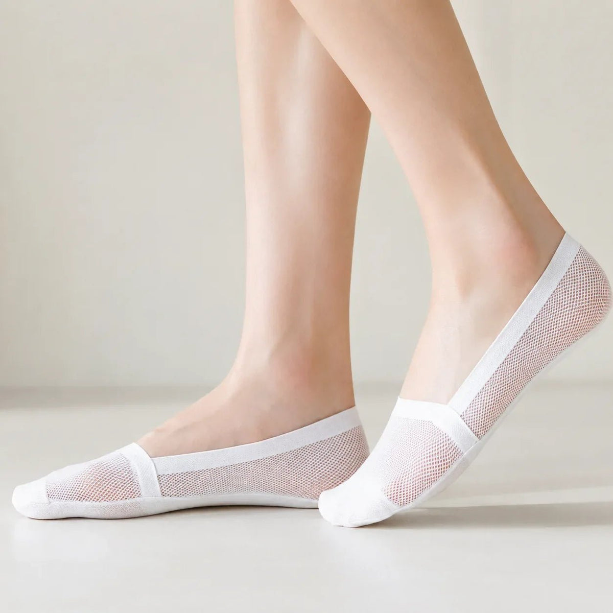Aeris Chaussettes Invisibles Antidérapantes en Maille Aérée avec Bout Renforcé en Coton pour Pieds au Frais - Hommfer