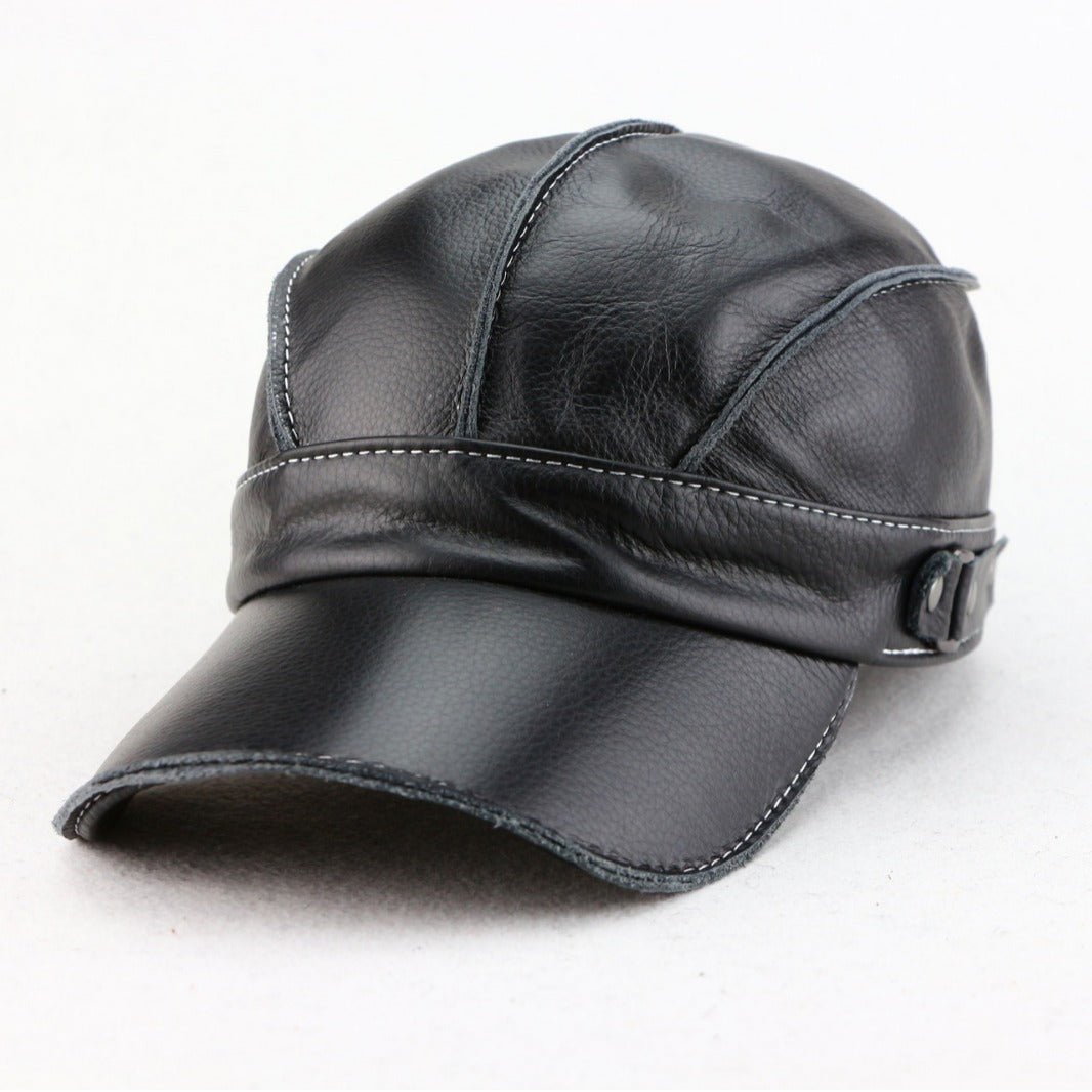 Arden Casquette en cuir véritable doublée avec protège-oreilles rabattables et boucle ajustable - Hommfer