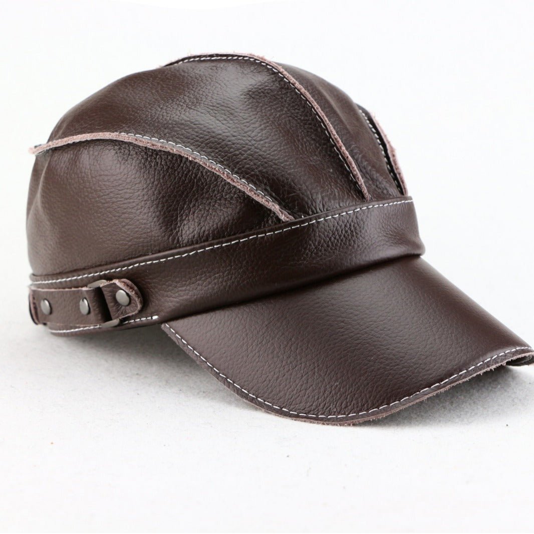 Arden Casquette en cuir véritable doublée avec protège-oreilles rabattables et boucle ajustable - Hommfer