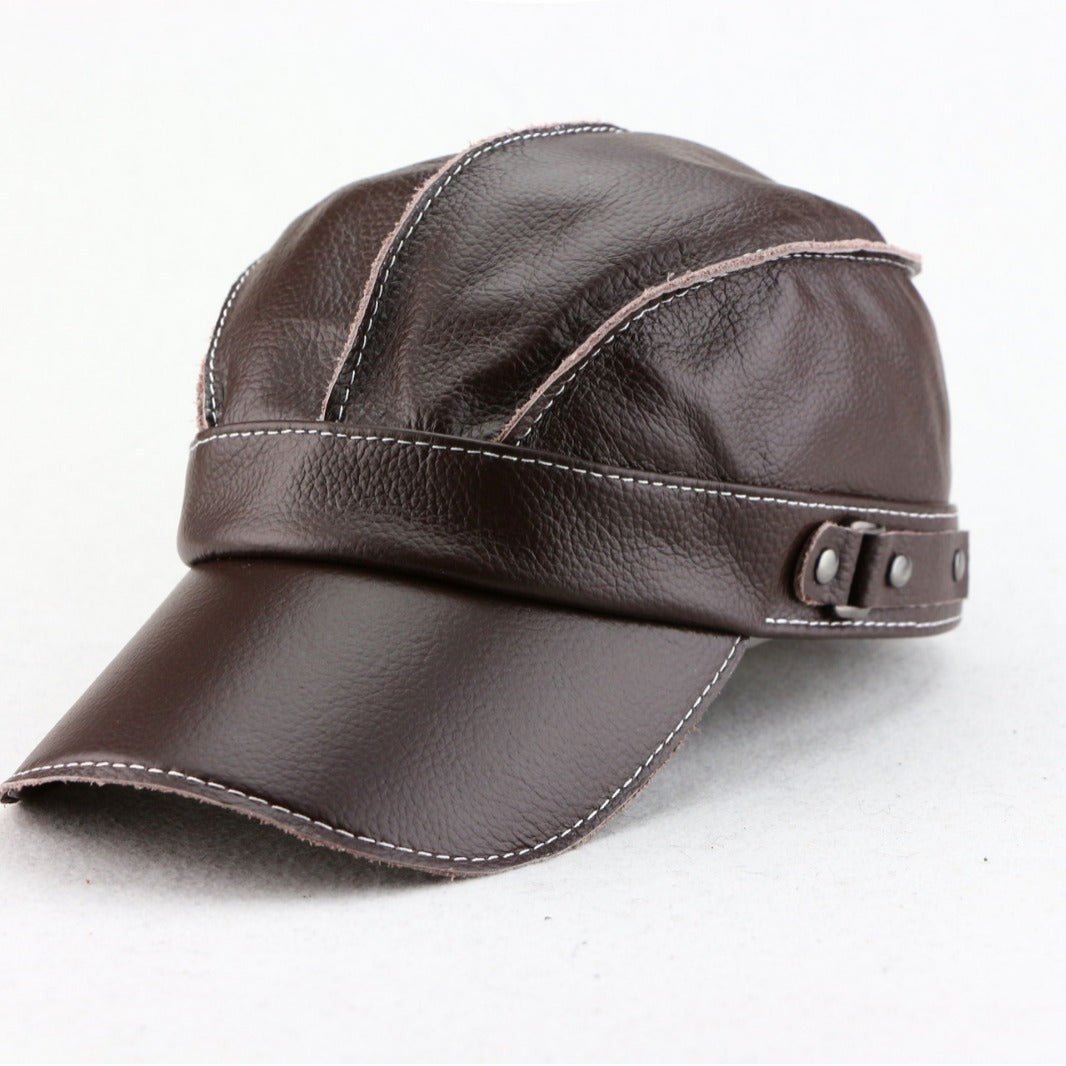 Arden Casquette en cuir véritable doublée avec protège-oreilles rabattables et boucle ajustable - Hommfer