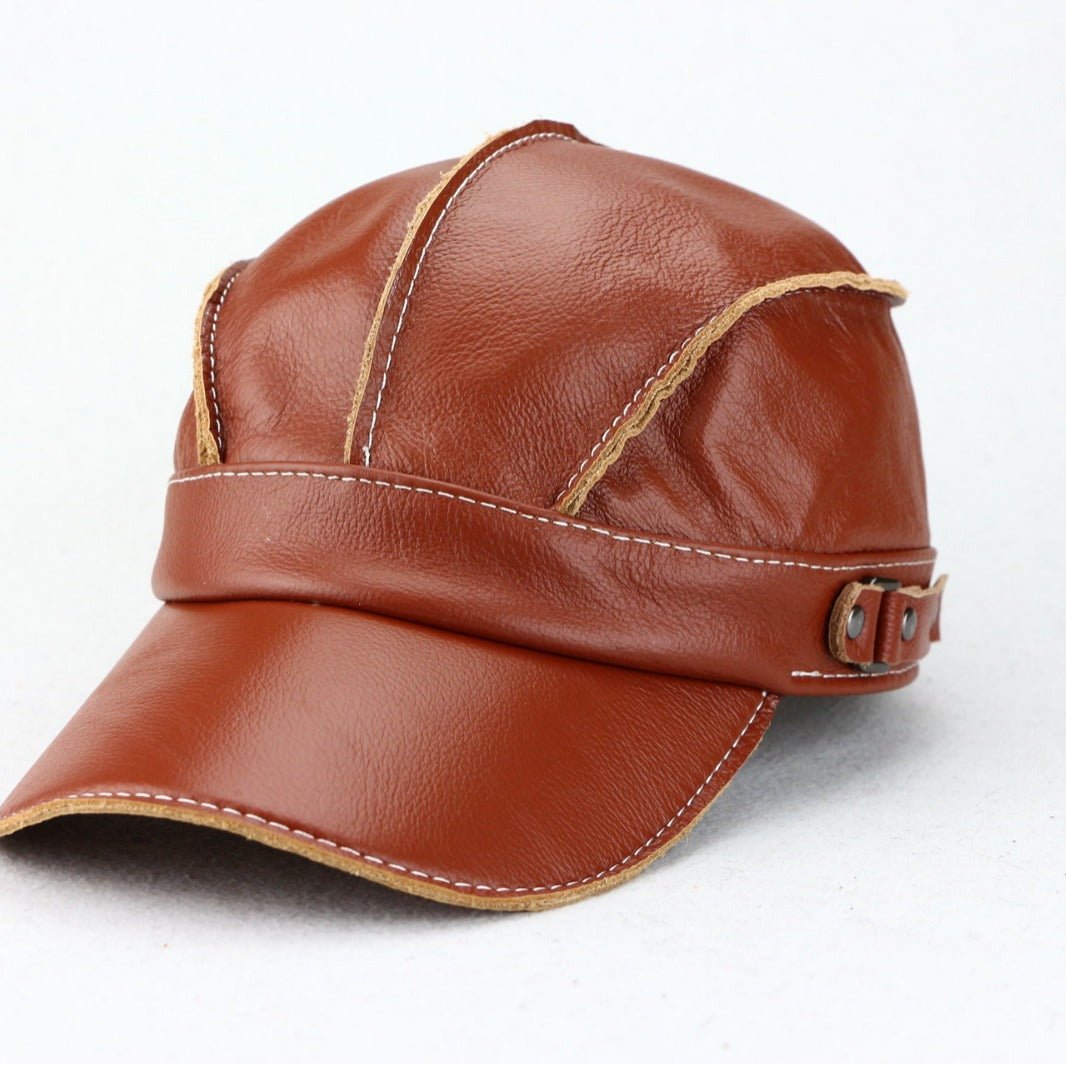 Arden Casquette en cuir véritable doublée avec protège-oreilles rabattables et boucle ajustable - Hommfer