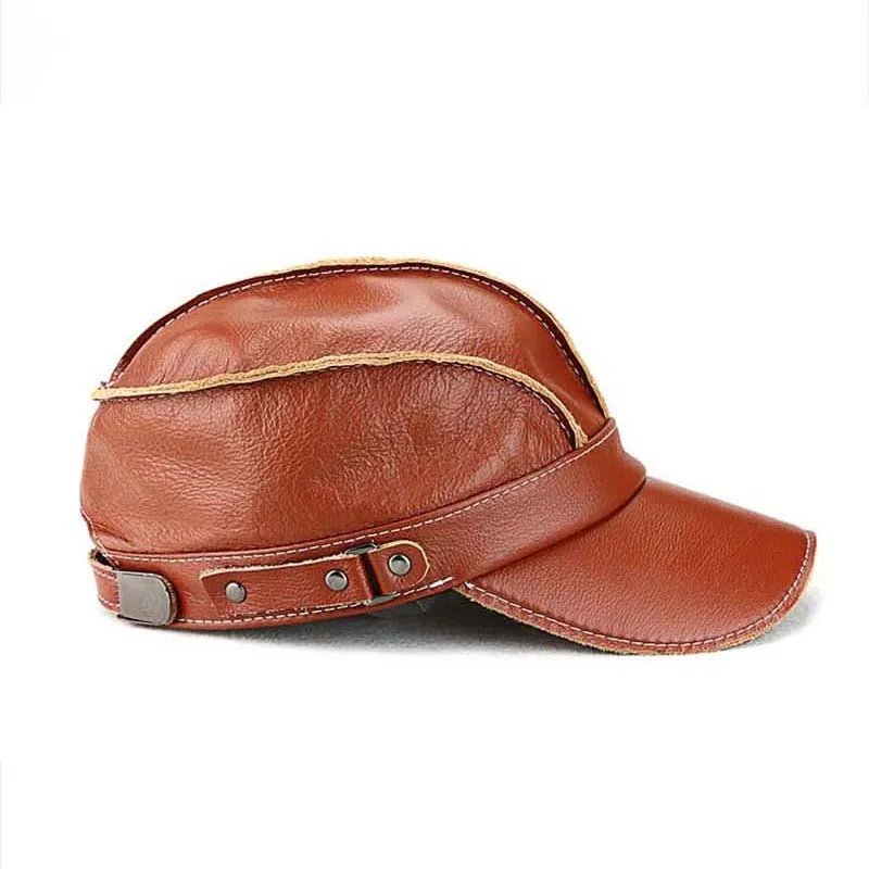 Arden Casquette en cuir véritable doublée avec protège-oreilles rabattables et boucle ajustable - Hommfer