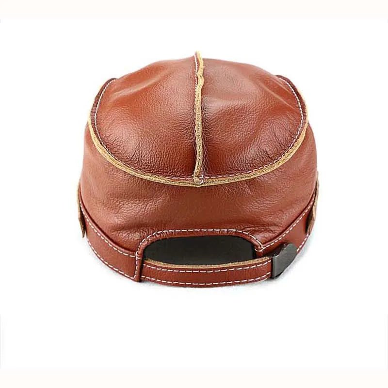 Arden Casquette en cuir véritable doublée avec protège-oreilles rabattables et boucle ajustable - Hommfer