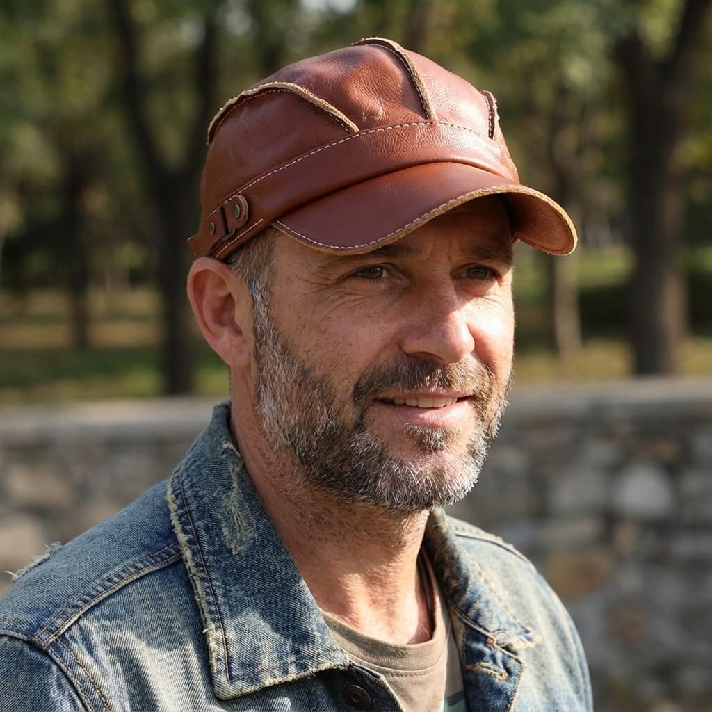 Arden Casquette en cuir véritable doublée avec protège-oreilles rabattables et boucle ajustable - Hommfer