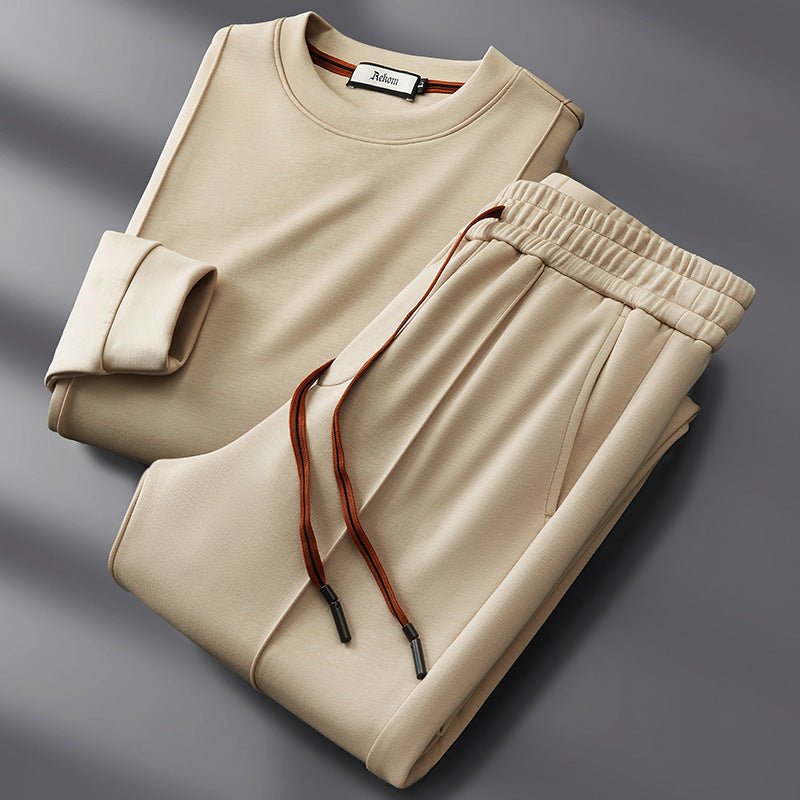 Arden Loungewear Set in Breathable Silk-Cotton Blend with Crewneck Sweatshirt and Straight-Leg Sweatpants - Hommfer