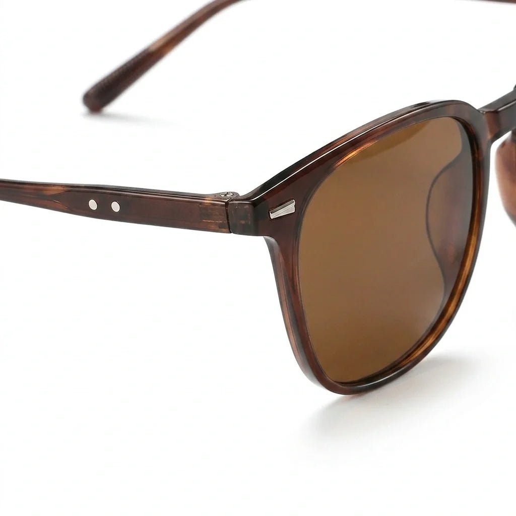 Arden Lunettes de soleil unisexe à verres miroir anti-UV, monture olive translucide et branches en écaille de tortue - Hommfer