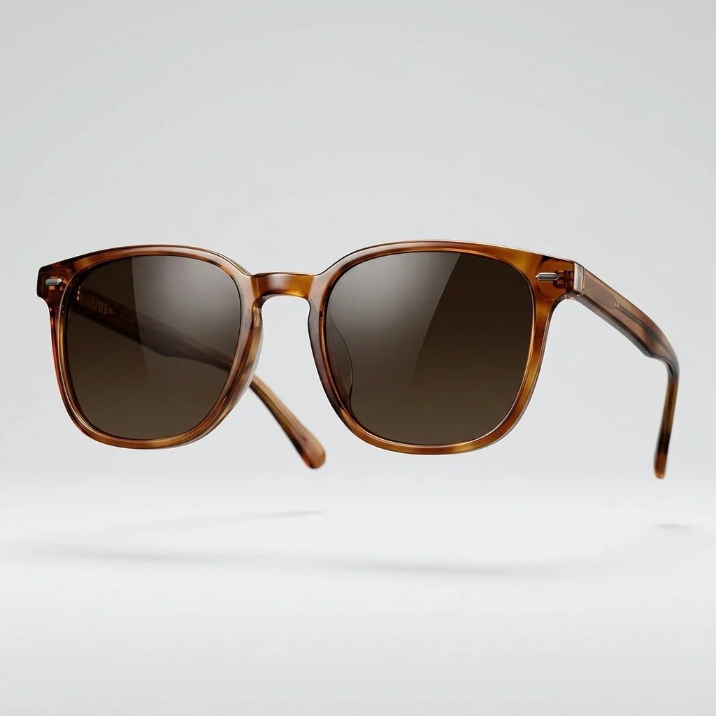 Arden Lunettes de soleil unisexe à verres miroir anti-UV, monture olive translucide et branches en écaille de tortue - Hommfer