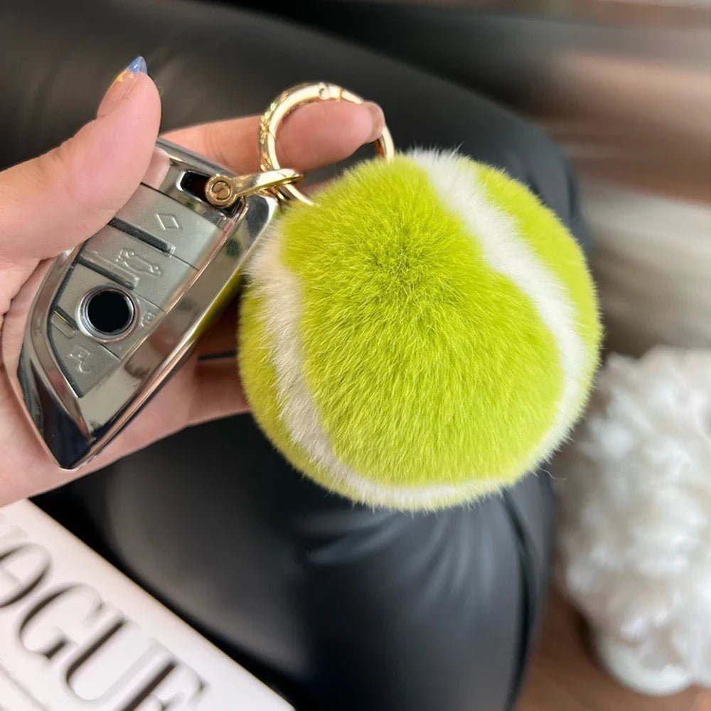 Arden Porte-clés Balle de Tennis en Peluche Ultra-Douce avec Attache Robuste pour Sac et Clés - Hommfer