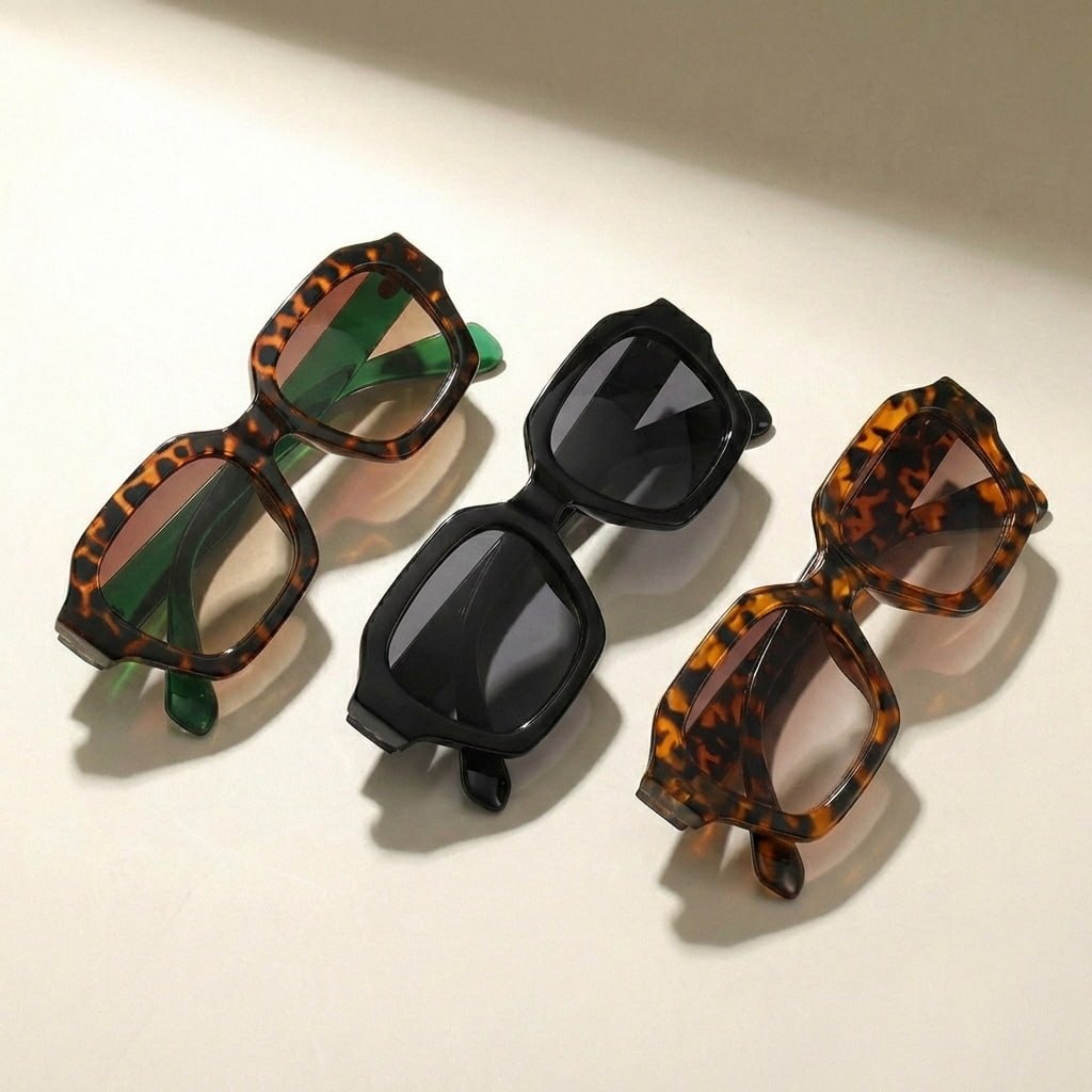 Ariane Lunettes de Soleil à Monture Géométrique Oversize en Écaille avec Verres en Polycarbonate Anti‑Reflets UV400 - Hommfer