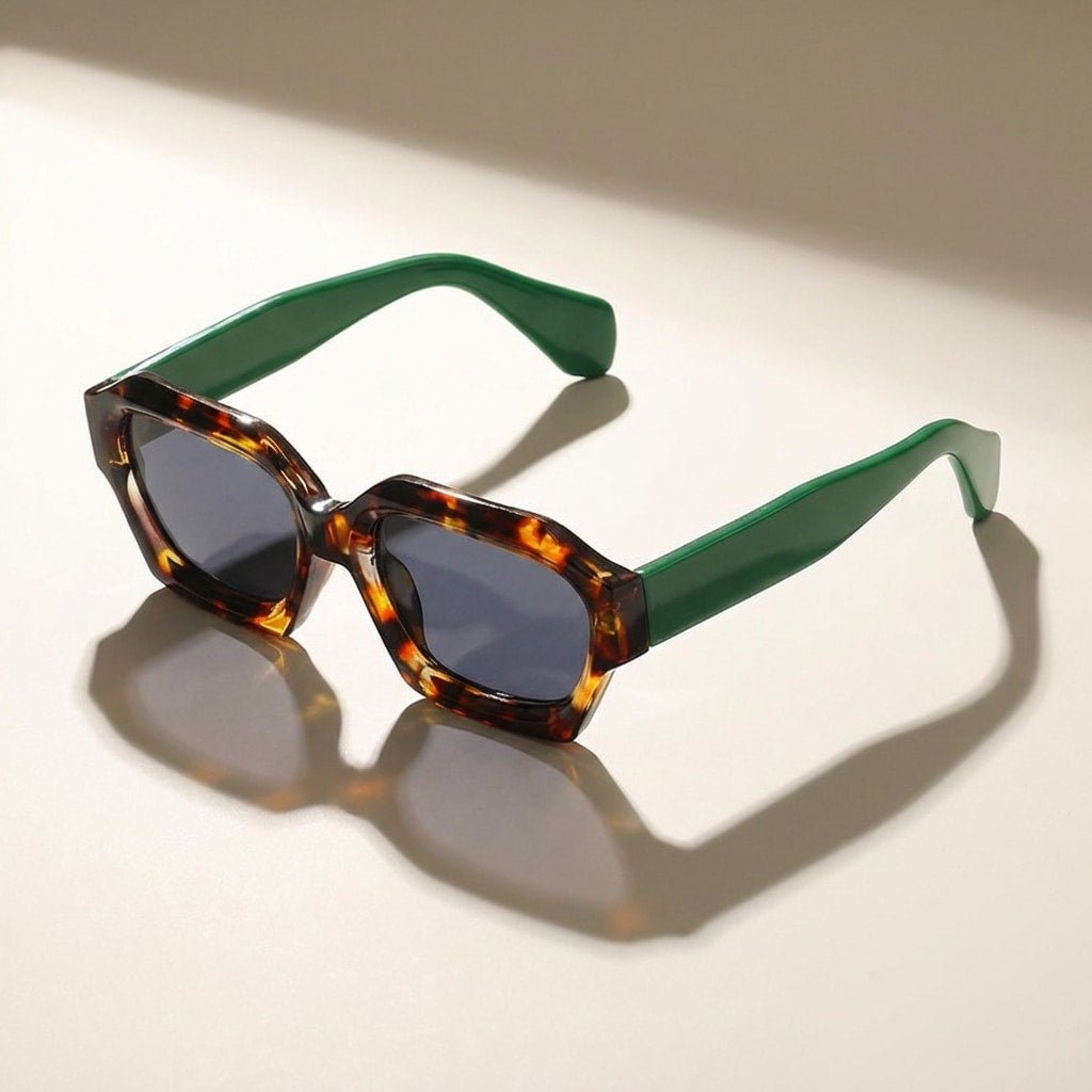 Ariane Lunettes de Soleil à Monture Géométrique Oversize en Écaille avec Verres en Polycarbonate Anti‑Reflets UV400 - Hommfer