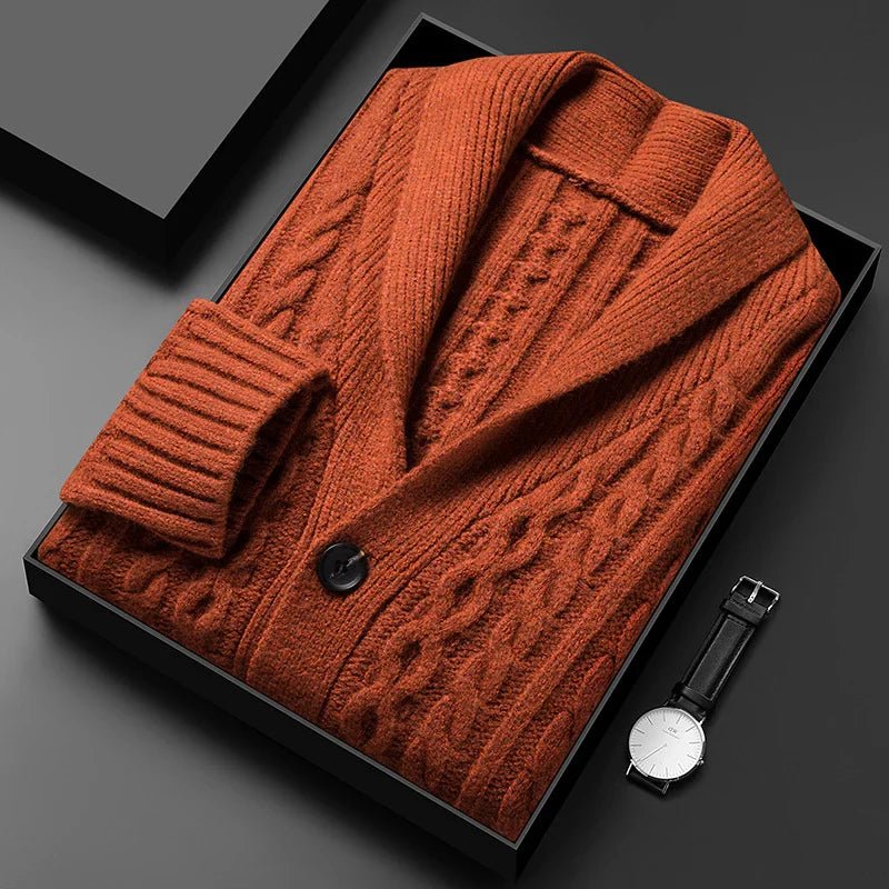 Ariette Cardigan en laine mélangée, maille jacquard brossée à col châle, tricoté à la main pour douceur au quotidien - Hommfer