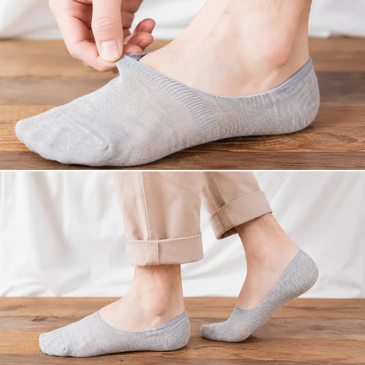 Aubin Chaussettes Invisibles en Coton Bio Respirant avec Talon Antidérapant Breveté pour un maintien toute la journée - Hommfer