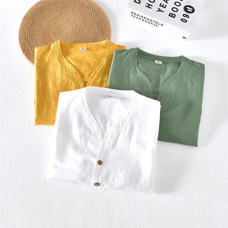 Aubin Chemise en lin-coton respirante à coupe décontractée pour temps chaud - Hommfer