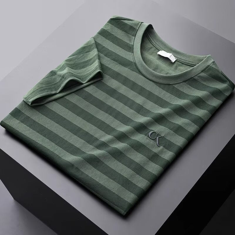 Auden Striped Slim Fit Shirt in Cotton-Silk for Moisture-Wicking, Quick-Dry Comfort - Hommfer