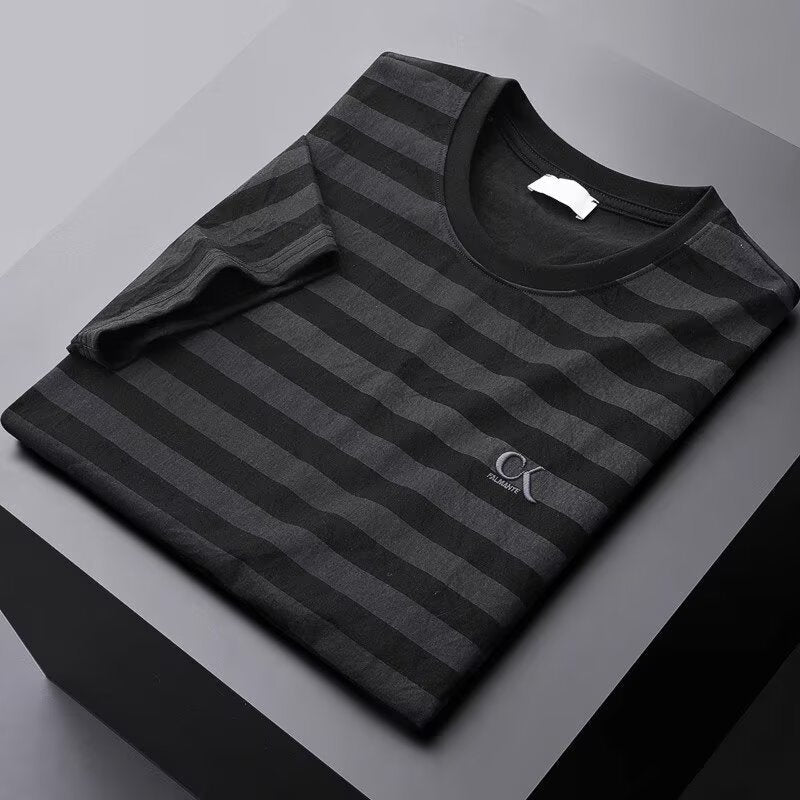 Auden Striped Slim Fit Shirt in Cotton-Silk for Moisture-Wicking, Quick-Dry Comfort - Hommfer