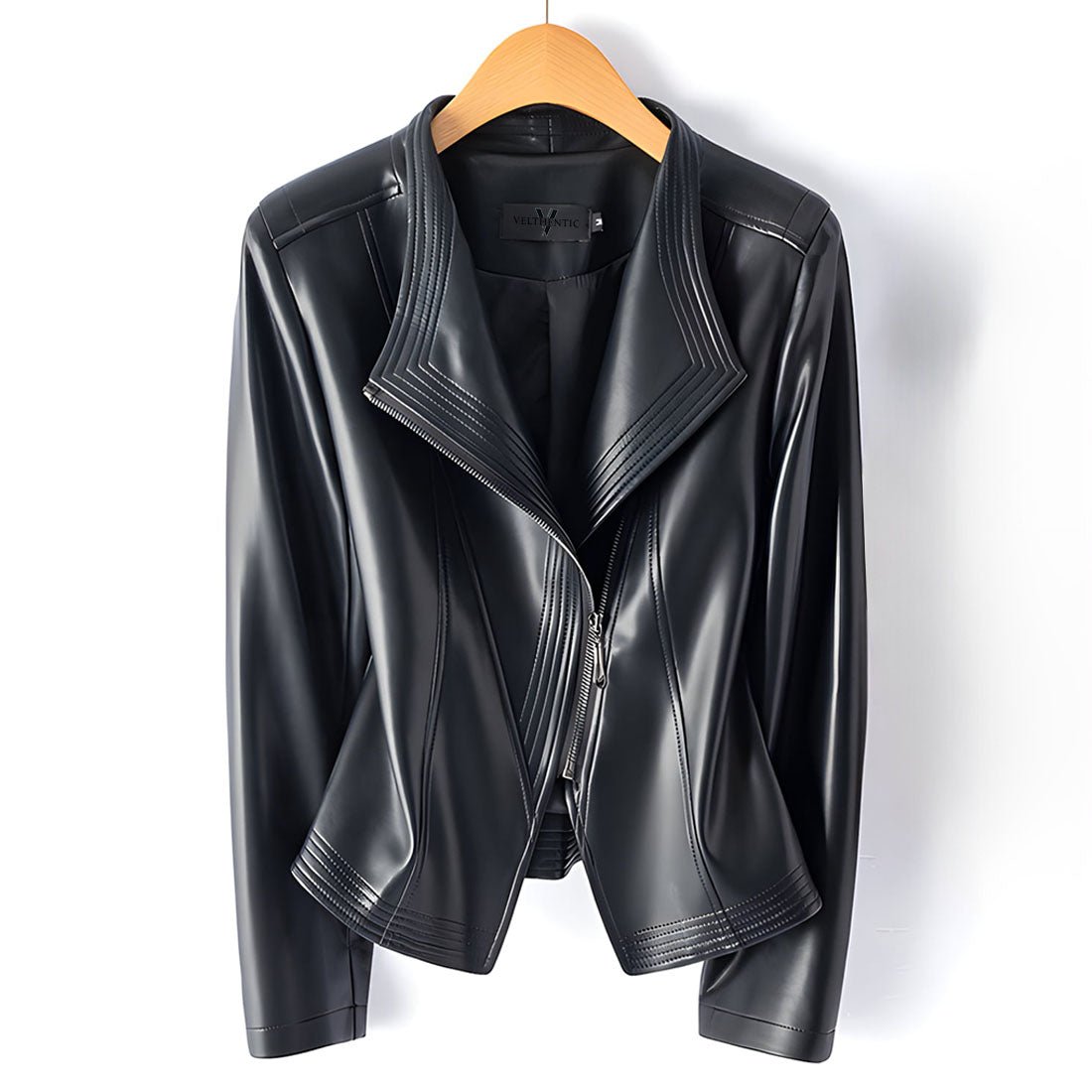 Aurore Veste Moto en Cuir de Mouton Souple avec zip asymétrique, coupe ajustée et doublure en coton - Hommfer