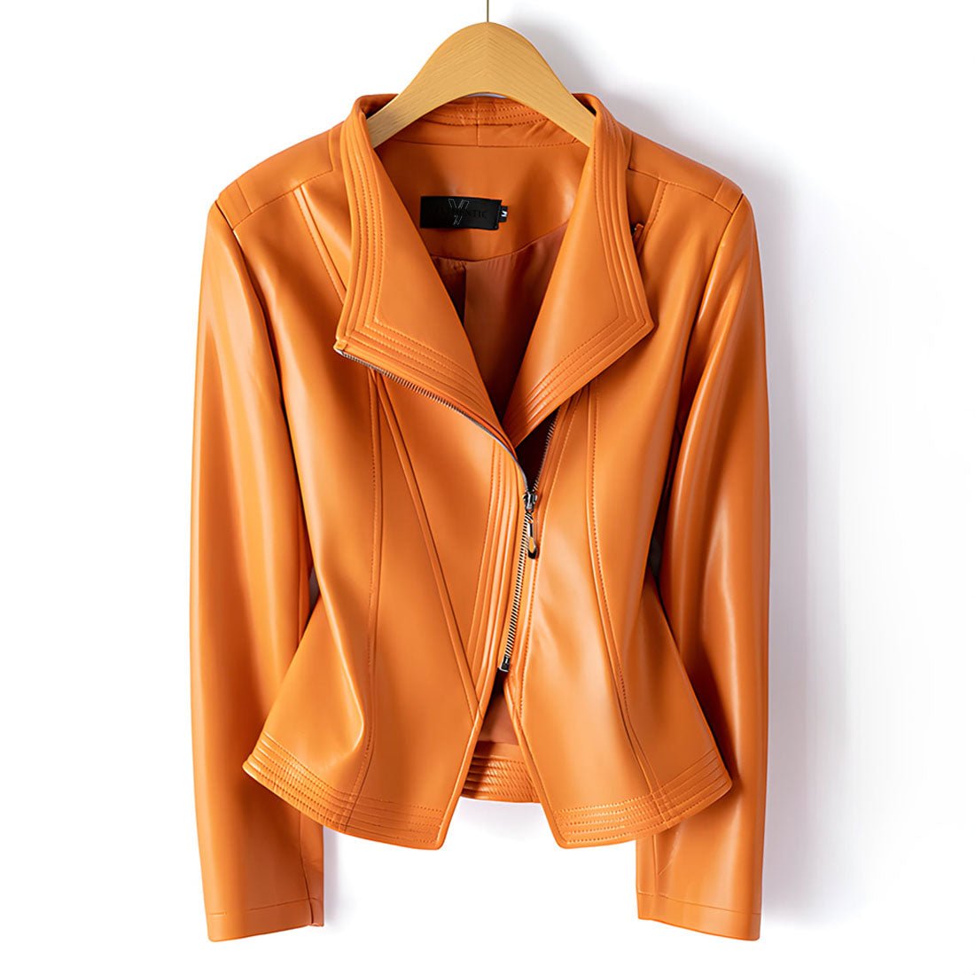 Aurore Veste Moto en Cuir de Mouton Souple avec zip asymétrique, coupe ajustée et doublure en coton - Hommfer