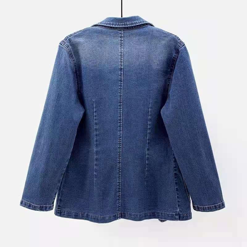 Aveline Blazer en denim biologique à coupe ajustée et fermeture à un bouton - Hommfer