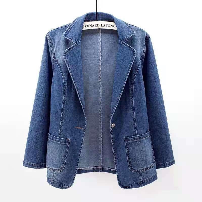 Aveline Blazer en denim biologique à coupe ajustée et fermeture à un bouton - Hommfer